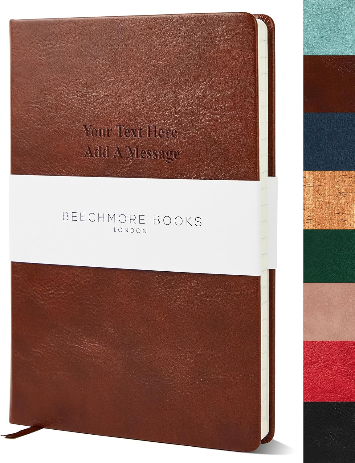 BEECHMORE BOOKS Ruled Journal Notebook - A5 Brown 160 Lined Pages 8.3 x 5.8 inch | Personalized Leather Daily Journals For Writing - Thick 120gsm Cream Paper | Gifts for Men, Women, Notebooks For Work