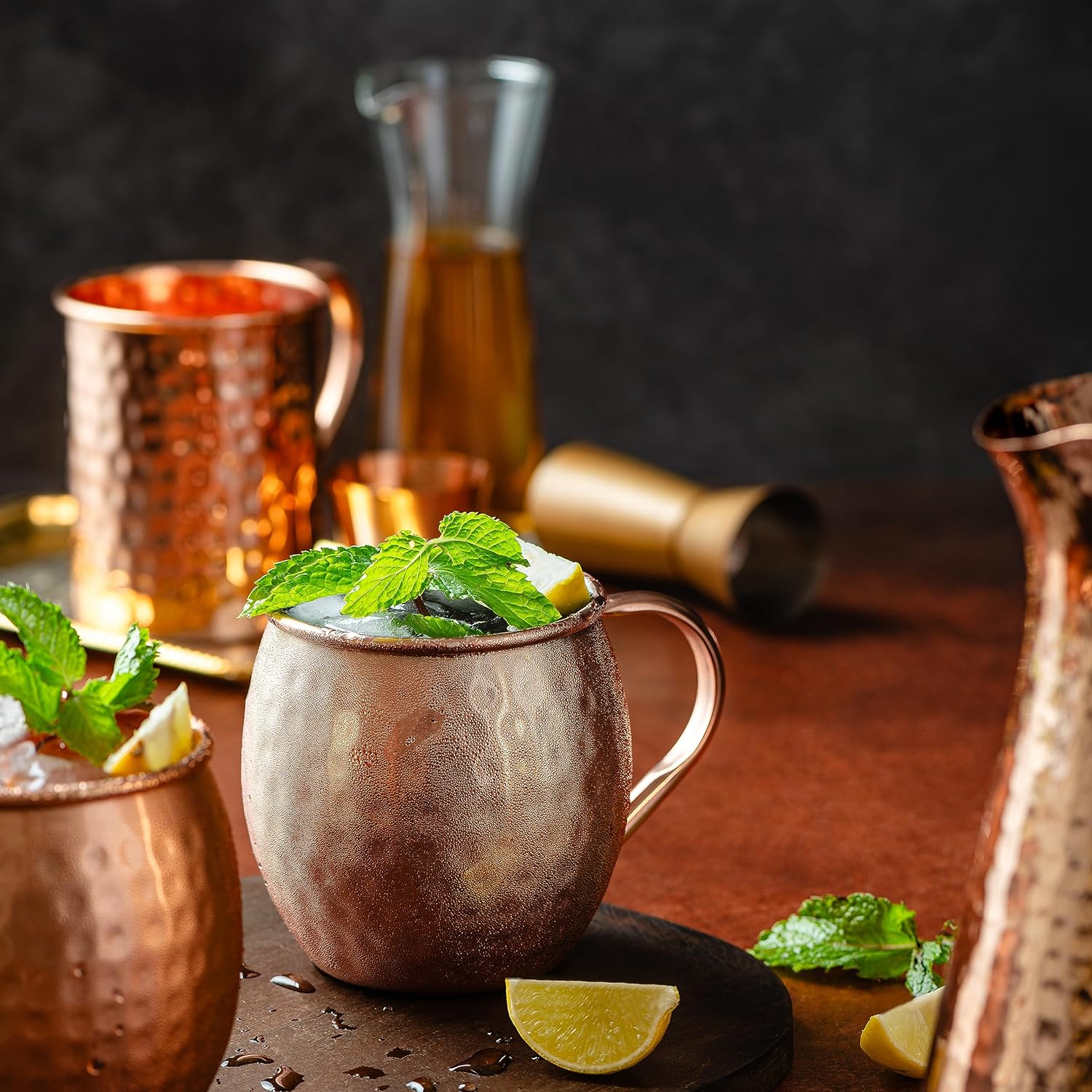 Moscow Mule Copper Mugs Set of 2 Large 16 oz - 100% Pure Copper Cocktail Mugs Gift Box Moscow Mule Cups Set - Premium Copper Cups