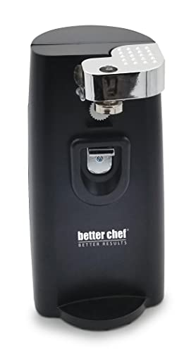 Better Chef Electric Tall Can Opener | 3-in-1 | Built in Knife Sharpener & Bottle Opener | Cord Storage | Auto-Stop (Black)