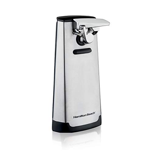 Hamilton Beach Electric Automatic Can Opener with Easy-Clean Detachable Cutting Lever, Cord Storage, Knife Sharpener, Brushed Stainless Steel