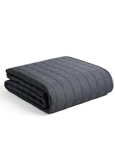 YnM Exclusive 15lbs Weighted Blanket, Smallest Compartments with Glass Beads, Bed Blanket for One Person of 140lbs, Ideal for Twin or Full Bed (48x72 Inches, 15 Pounds, Dark Grey)