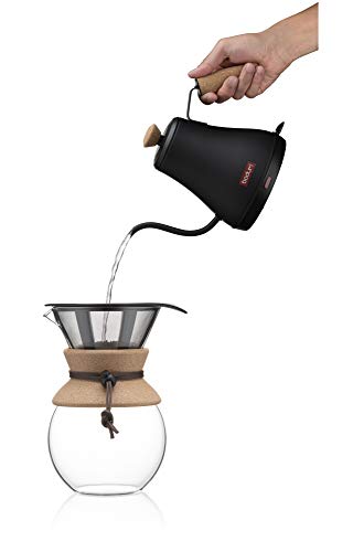 Bodum 27oz Bistro Gooseneck Electric Water Kettle, Pour Over Coffee & Tea, Stainless Steel, Matte Black