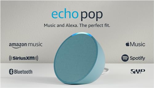 Amazon Echo Pop | Alexa fits in anywhere: bedroom, living room, bathroom, office, and small spaces | Midnight Teal