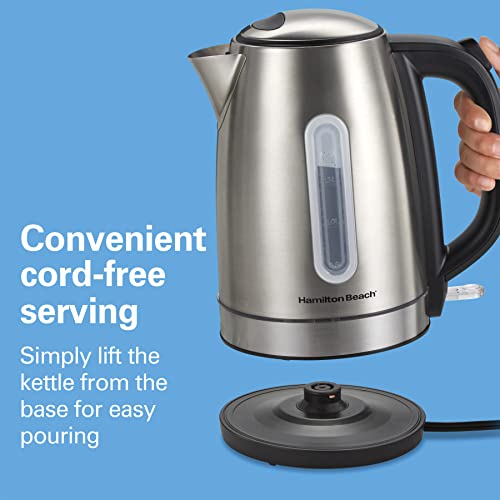 Hamilton Beach 1.7L 1500W Cordless Electric Kettle with Auto Shutoff and Boil-Dry Protection