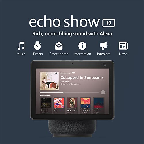 Amazon Echo Show 10 (3rd Gen) | HD smart display with premium sound, motion and Alexa | Charcoal