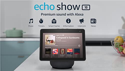 Amazon Echo Show 10 (3rd Gen) | HD smart display with premium sound, motion and Alexa | Charcoal