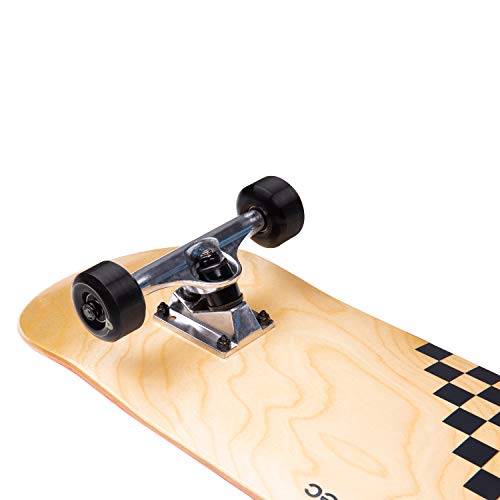 Retrospec Alameda Skateboard Complete | Canadian Maple Wood Deck w/ 5.5 Inch Aluminum Alloy Trucks for Commuting, Cruising, Carving & Downhill Riding | 31” x 7.5”, Black Checker