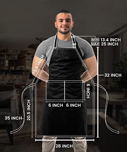 Utopia Kitchen 2 Pack Bib Apron, Adjustable with 2 Pockets, Water and Oil Resistant, Cooking Kitchen Chef Apron for Women Men