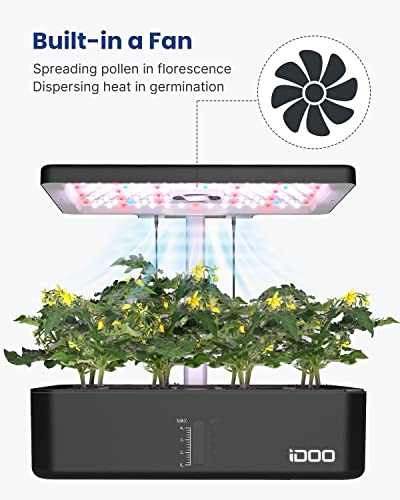 iDOO Hydroponics Growing System Kit 12Pods, Gifts for Mom Women, Herb Garden Indoor with LED Grow Light, House Warming Gifts New Home, Built-in Fan, Auto-Timer, Adjustable Height Up to 11.3" for Home