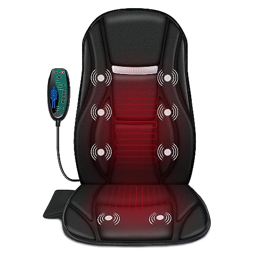 Snailax Vibration Back Massager with Heat, Seat Massager with 8 Vibrating Motors & 5 Modes, Chair Massager, Massage Cushion, Massage Chair Pad for Chair, Office, Gifts