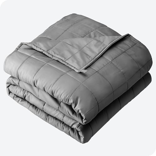 Bare Home Weighted Blanket for Adults 30lb (60" x 80") - All-Natural 100% Cotton - Premium Heavy Blanket Nontoxic Glass Beads (Light Grey, 87"x80")