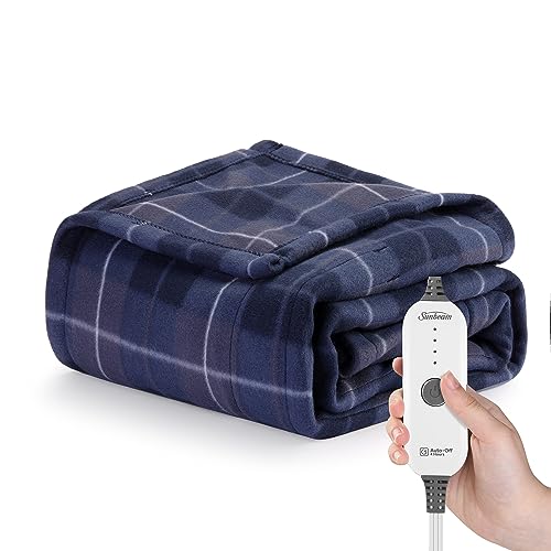 Sunbeam Royal Ultra Rodeen Blue Plaid Heated Personal Throw / Blanket, Cozy-Warm, Adjustable Heat Settings