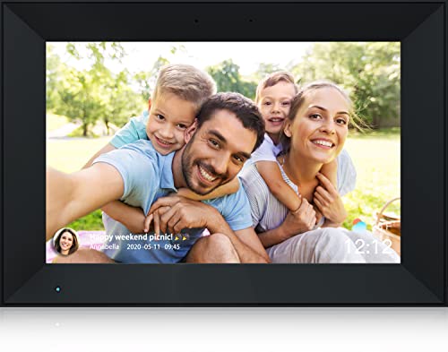 Digital Photo Frame 10.1 Inch WiFi Digital Picture Frame IPS HD Touch Screen Smart Cloud Photo Frame with 32GB Storage, Auto-Rotate, Easy Setup to Share Photos or Videos Remotely via AiMOR APP (Black)