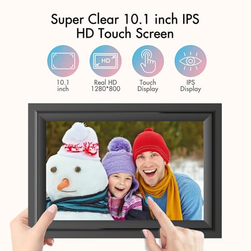 SAMMIX Digital Picture Frame, 10.1 Inch WiFi Digital Photo Frame, IPS HD Touch Screen Electronic Picture Frame, 16GB Storage, Slideshow, Easy to Share Photos and Video via Uhale APP, Gifts for Family