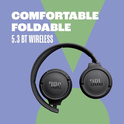 JBL Tune 520BT - Wireless On-Ear Headphones, Up to 57H battery life and speed charge, Lightweight, comfortable and foldable design, Hands-free calls with Voice Aware (Purple)