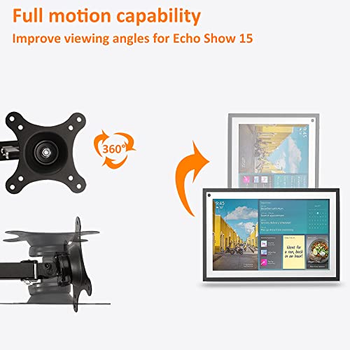 Mount for Echo Show 15 | Adjustable Wall Mounting Bracket for Amazon Echo Show 15, Swivel and Tilt, Easy Installation | Black