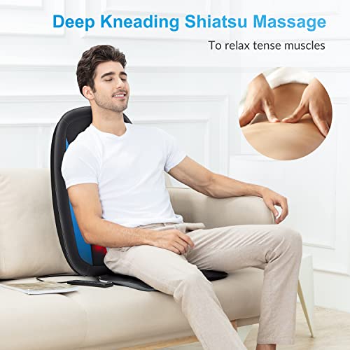 COMFIER Shiatsu Back Massager with Heat -Deep Tissue Kneading Massage Seat Cushion, Massage Chair Pad for Full Back, Electric Body Massager for Home or Office Chair use, Gifts for Men, Dad