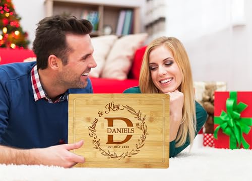 Silverhill Design Customized Love: Personalized Engraved Wood Cutting Boards for Couples - Ideal Gift for Weddings, Anniversaries, Housewarming and Real Estate Closing