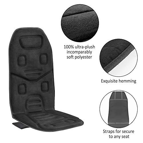 COMFIER Massage Seat Cushion with Heat,10 Vibration Motors Seat Warmer, Back Massager for Chair, Massage Chair Pad for Back,Valentines Day Gifts for Women,Men,Black