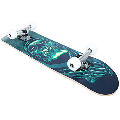 ANNEE 31x8 Inch Pro Skateboard Complete,7 Layer Canadian Maple Wood Double Kick Concave Skate Boards, Tricks Skateboards for Youths,Beginners,Girls,Boys,Kids,Teens,Adults (Diamond)