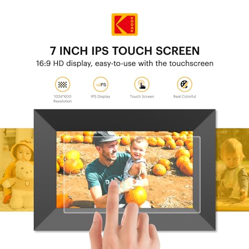 KODAK Digital Picture Frame, 32G 7 Inch WiFi Digital Photo Frame 1024x600 HD IPS Touch Screen, Auto-Rotate, Share Photos and Videos for Anywhere Anytime, for Friends and Family