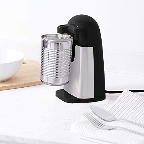 Amazon Basics Electric Can Opener for Kitchen, With Powerful Stainless Steel Blade and Magnetic Lid Holder, Black