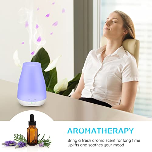 Homeweeks Diffusers, 100ml Colorful Essential Oil Diffuser with Adjustable Mist Mode,Auto Off Aroma Diffuser for Bedroom/Office/Trip (100 ML 1 Pack)