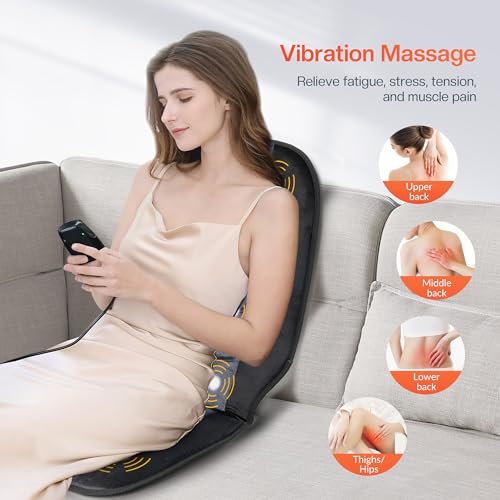 CILI Massage Chair Pad,Back Massage with Heat,Massage Pad with 10 Vibration Motors,30-60-90 Minutes Heating Options,Chair Massager for Office Chair, Massage Chair for Home Office Use (Black)