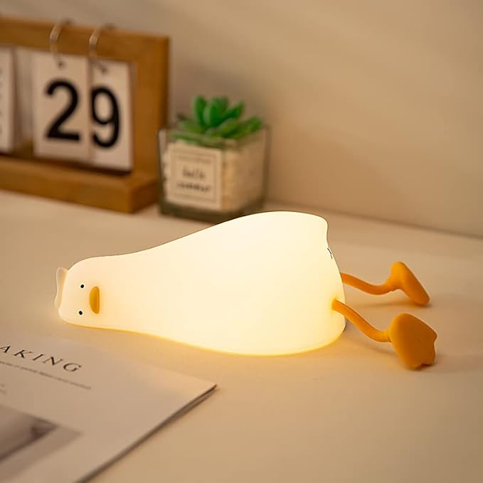 Lying Flat Duck Night Light, LED Squishy Duck Lamp