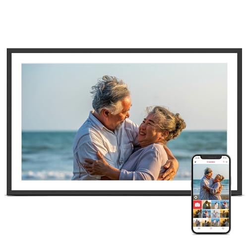 Digital Picture Frame, 15.6 Inch Large Frameo Digital Photo Frame WiFi, 32GB, 1920 * 1080 IPS HD Touch Screen, Tabletop&Wall-Mounted, Share Picture Video, Birthday, Wedding, for Mom