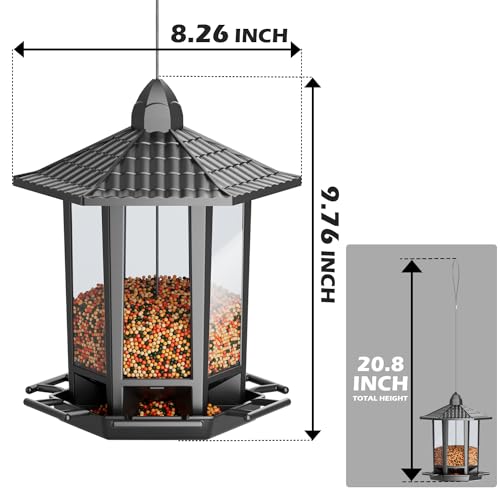 Birdream 2 Pack Bird Feeders for Outdoor Hanging, Retro Pagoda Design Fun Installation Bird Feeder, Attracting Wild Birds Chickadees Goldfinches Cardinals finches and sparrows