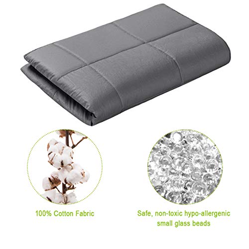 Giantex Weighted Blanket 12 lbs | 48"x72"| Twin Size, Premium 200TC 100% Cotton Fabric-Breathable and Comfortable, Nano Glass Beads Better Weight Distribution, Heavy Blankets to Enjoy Deep Sleep