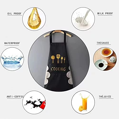 Agirlvct 2 Pack Kitchen Apron with Hand Wipe,Water-drop Resistant with Pockets Cooking Dish Washing Bib Aprons Birthday Gift for Women Men Chef Home Coffee Restaurant