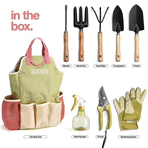 Gardening Tools Set of 10 - Complete Heavy Duty Garden Tools Set with Fashion Handbag - Durable Gardening Supplies Kit Ideal Gardening Gifts for Women