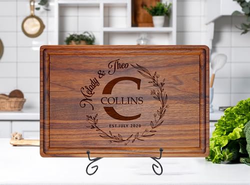 Silverhill Design Customized Love: Personalized Engraved Wood Cutting Boards for Couples - Ideal Gift for Weddings, Anniversaries, Housewarming and Real Estate Closing