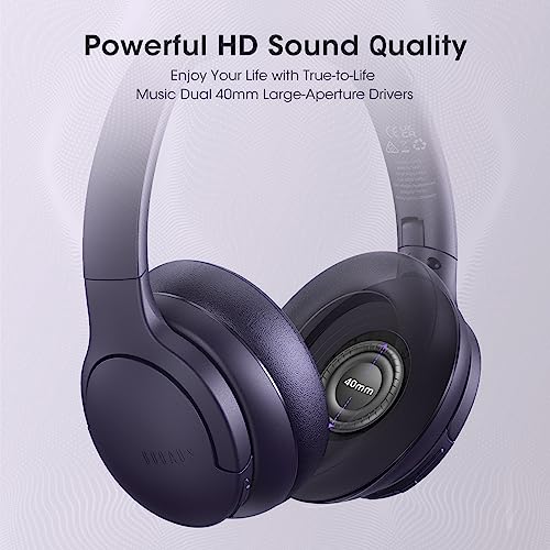 DOQAUS Upgraded Bluetooth Headphones Over Ear, 90H Playtime Bluetooth 5.3 Wireless Headphones 3 EQ Modes, Built-in HD Mic, HiFi Stereo Sound,Deep Bass,Memory Foam Ear Cups for Phone/PC