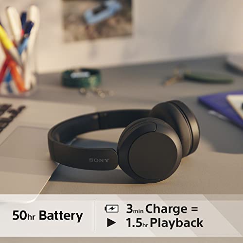 Sony Wireless Bluetooth Headphones - Up to 50 Hours Battery Life with Quick Charge Function, On-Ear Model - WH-CH520B.CE7 - Limited Edition - Matte Black