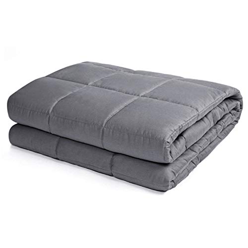 Giantex Weighted Blanket 12 lbs | 48"x72"| Twin Size, Premium 200TC 100% Cotton Fabric-Breathable and Comfortable, Nano Glass Beads Better Weight Distribution, Heavy Blankets to Enjoy Deep Sleep