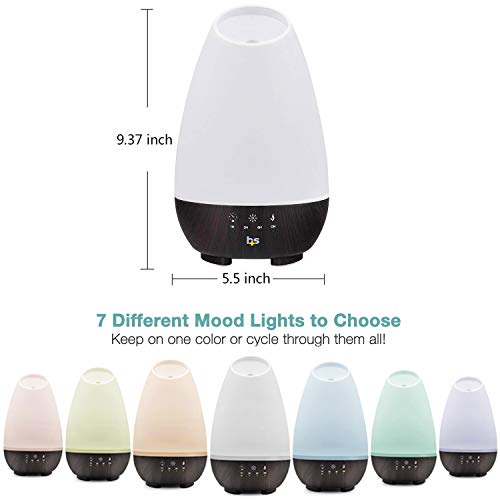 HealthSmart Essential Oil Diffuser, Cool Mist Humidifier and Aromatherapy Diffuser, FSA HSA Eligible with 500ML Tank for Large Rooms, Adjustable Timer, Mist Mode and 7 LED Light Colors, White