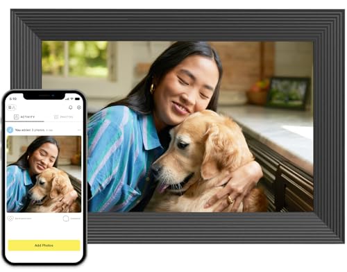 Aura Carver 10.1" WiFi Digital Picture Frame | Wirecutter's Best Digital Frame for Gifting | Send Photos from Your Phone | Quick, Easy Setup in Aura App | Free Unlimited Storage | (Gravel)