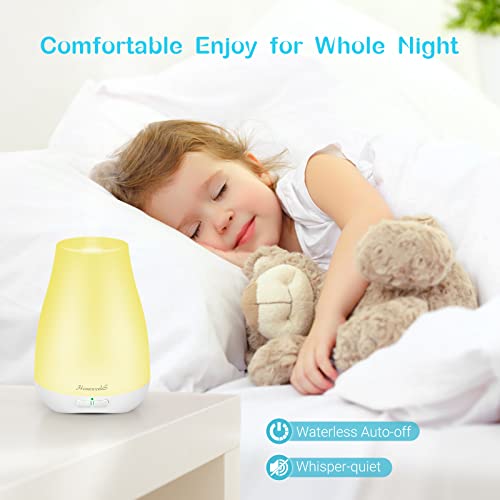 Homeweeks Diffusers, 100ml Colorful Essential Oil Diffuser with Adjustable Mist Mode,Auto Off Aroma Diffuser for Bedroom/Office/Trip (100 ML 1 Pack)