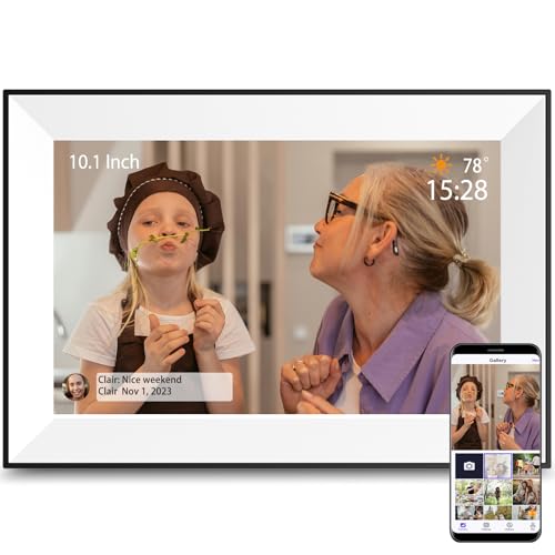 Digital Picture Frame,10.1Inch Digital Photo Frame Wifi smart Electronic Frame with 16GB 1280x800 IPS Touch Screen,Auto-Rotate,Easy to use Load from Phone Share Pohto/Video Best Wishes Gift for mom