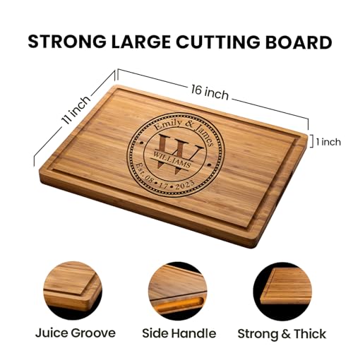 Personalized Wedding Cutting Board, Custom Monogram Engraved Charcuterie Board, Anniversary Gift for Couple, Bridal Shower Gift Ideas, 50th Anniversary Gift for Her, USA Hand Crafted