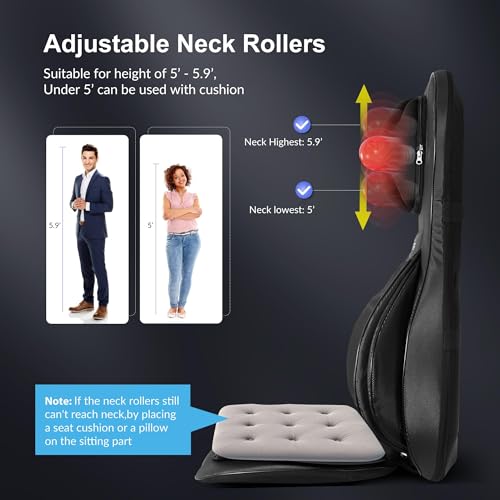 COMFIER Neck Back Massager with Heat, Shiatsu Massage Chair Pad with 2D/3D Kneading & Compression Chair Massager, Full Body Massager for Neck and Back,Shoulder,Thighs,Gifts for Mom,Dad