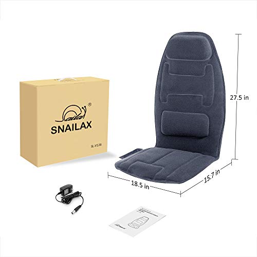 Snailax Massage Seat Cushion with Heat - Extra Memory Foam Support Pad in Neck and Lumbar,10 Vibration Massage Motors, 2 Heat Levels, Back Massager Chair Pad for Back