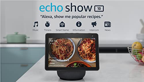 Amazon Echo Show 10 (3rd Gen) | HD smart display with premium sound, motion and Alexa | Charcoal