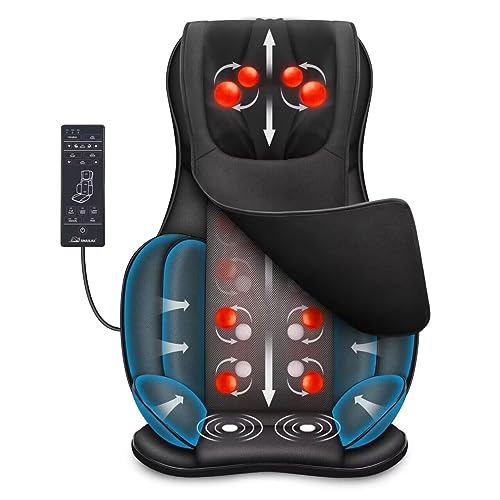 Snailax Neck and Back Massager with Heat, Full Body Massage Chair Pad with Compression, Shiatsu Kneading Seat Portable, Seat Massager