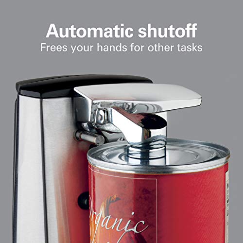 Hamilton Beach Electric Automatic Can Opener with Easy-Clean Detachable Cutting Lever, Cord Storage, Knife Sharpener, Brushed Stainless Steel