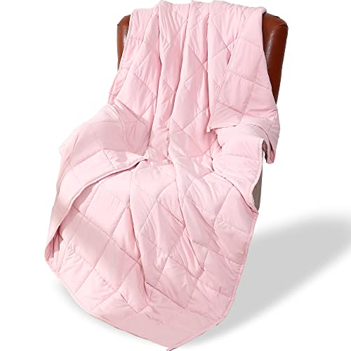 Alomidds Weighted Blanket Queen Size(60"x80",20lbs), Weighted Blankets for Adults and Kids, Cooling Breathable Soft Heavy Blanket Microfiber Material with Glass Beads Pink