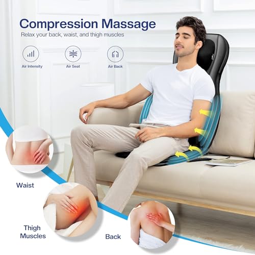 COMFIER Neck Back Massager with Heat, Shiatsu Massage Chair Pad with 2D/3D Kneading & Compression Chair Massager, Full Body Massager for Neck and Back,Shoulder,Thighs,Gifts for Mom,Dad